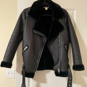 H&M Faux Shearling Biker Coat